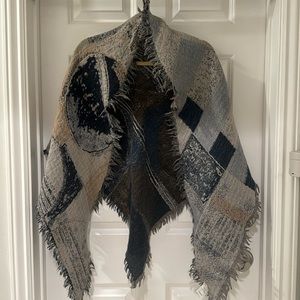 Wilfred mosaic wool shawl/scarf, One Size, reversible.